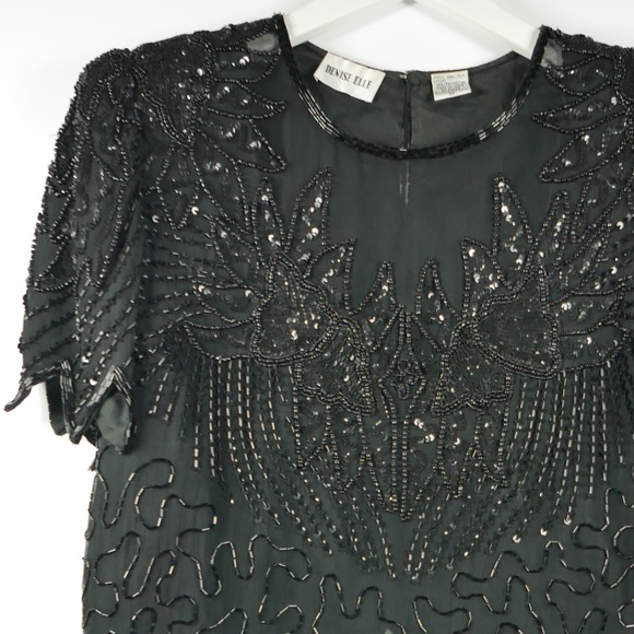 (SOLD) Vintage 80s Denise Elle Evening Top - Picture 4 of 7